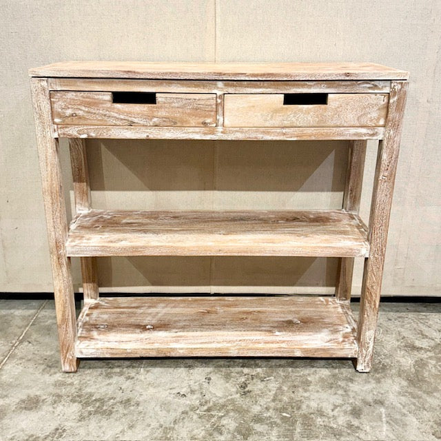 Padmini Two Drawer Acacia Wood Console With Two Shelves