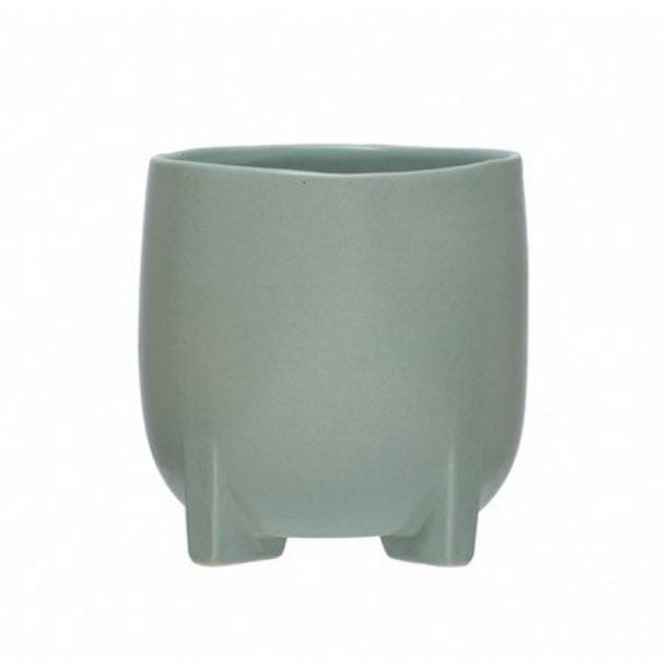 Blue Grey Stoneware Footed Planter
