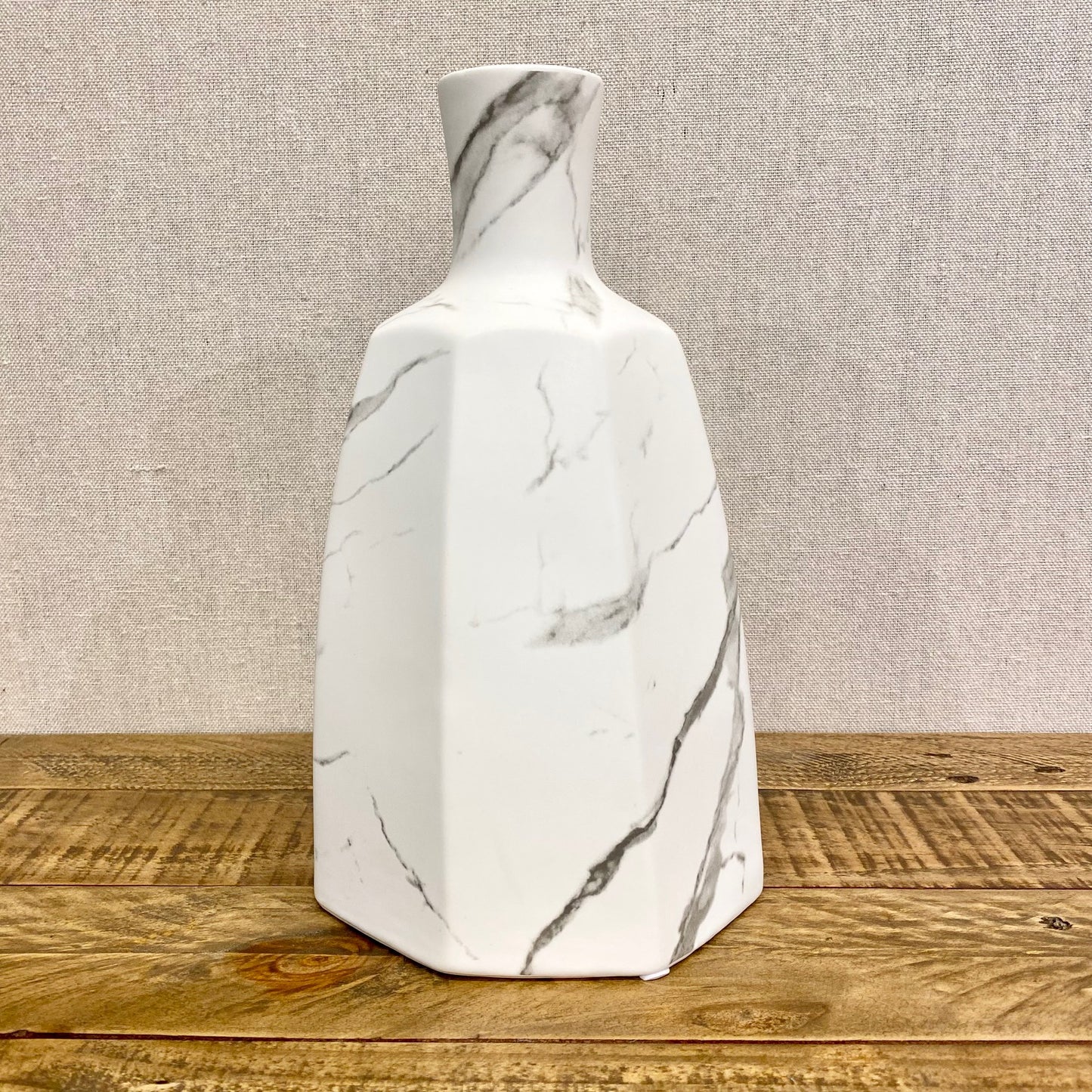 Aris Marble Ceramic Faceted Round Bottle Vase