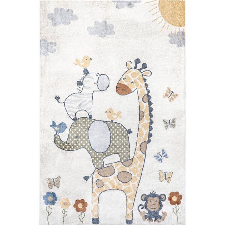 Cass Safari Kids Machine Washable Area Rug