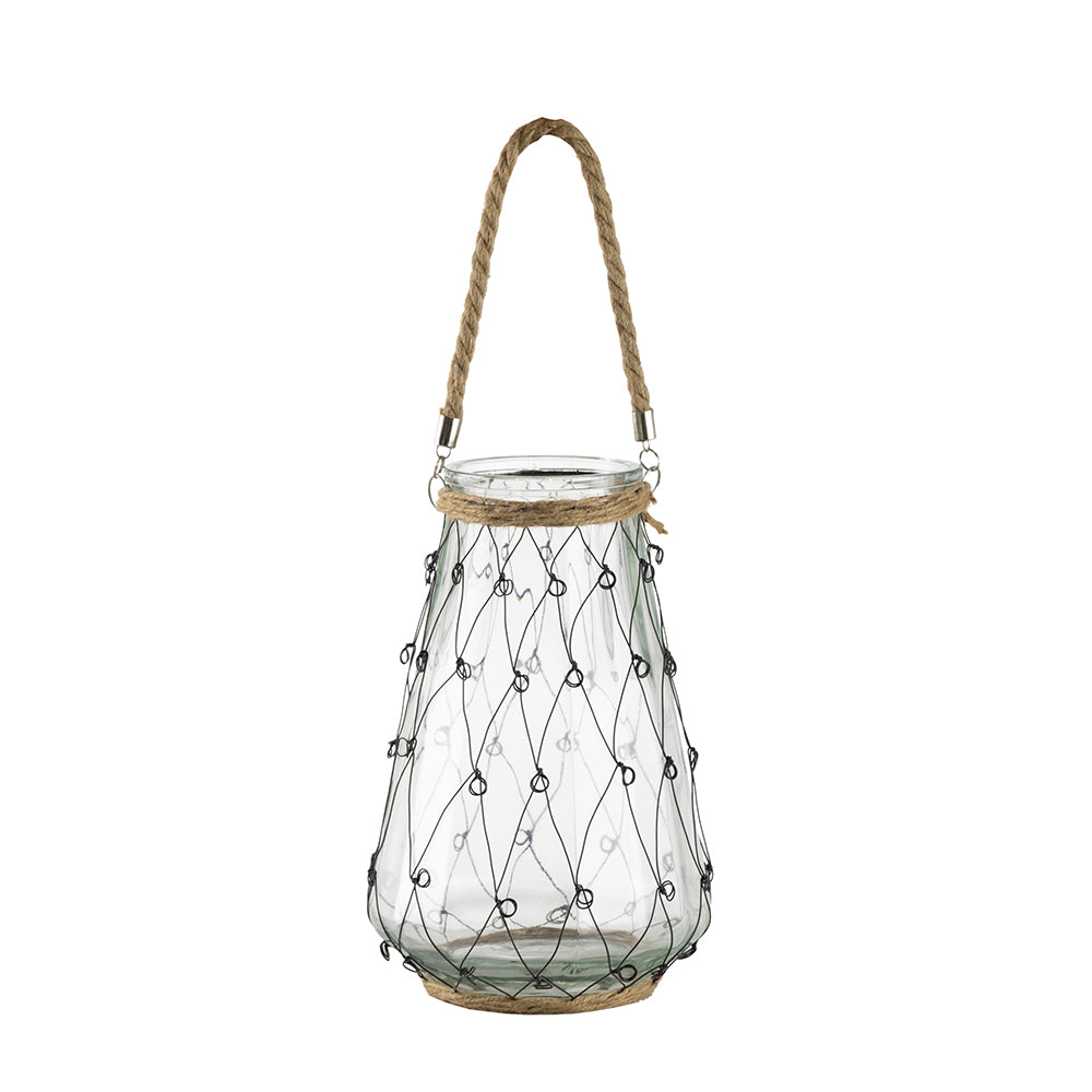 Glass And Wire Wrapped Lantern - Teardrop