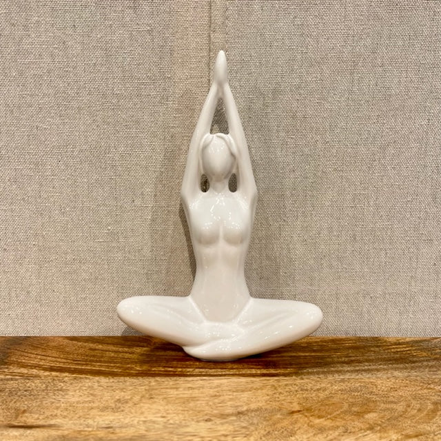 Yoga White Ceramic Sculpture - Arms Up
