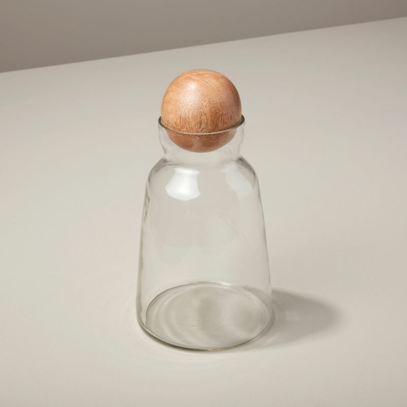 Glass & Mango Wood Decanter Short