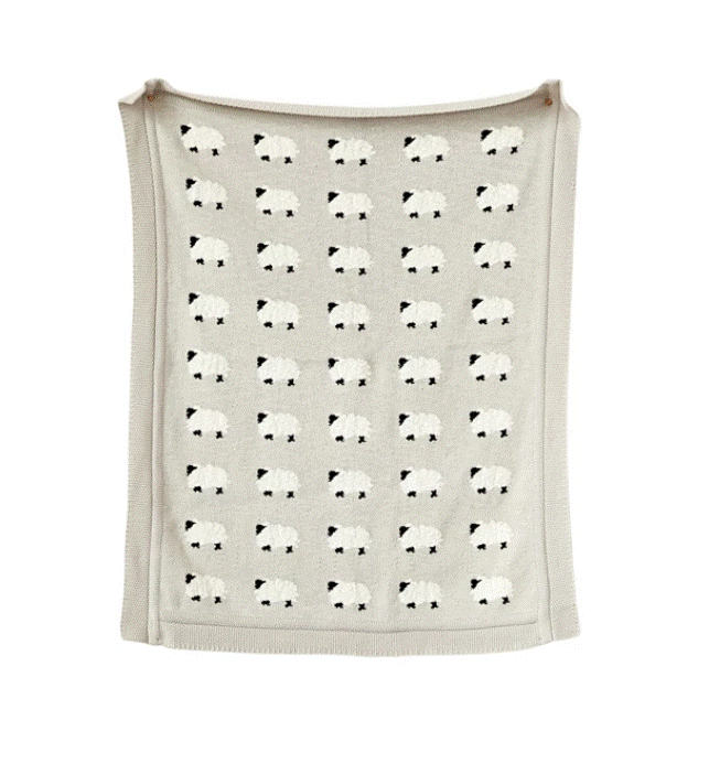 Knit Baby Blanket With Sheep