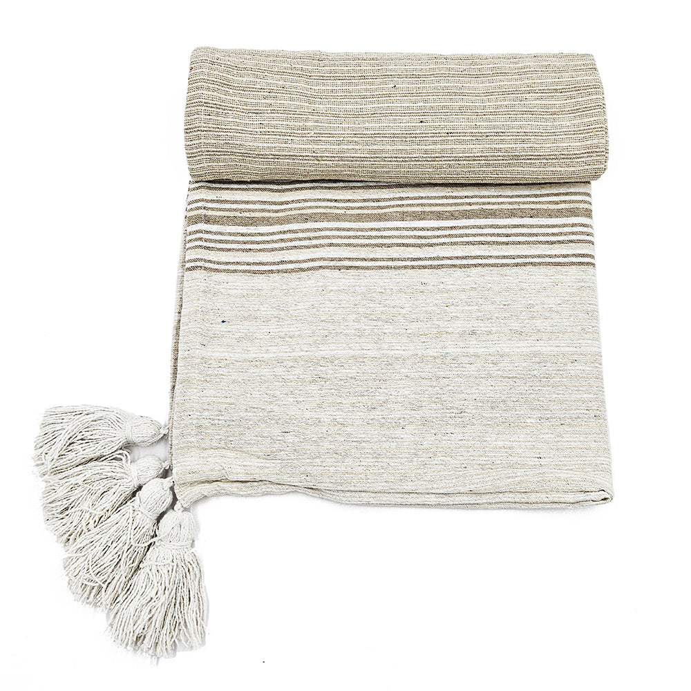 Brighton Beige Striped Throw Blanket