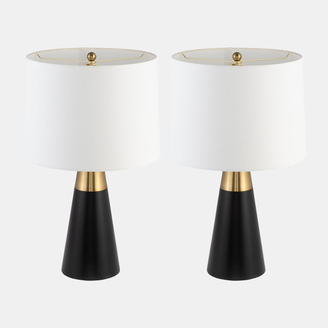 Black and Gold Two Tone Cone Table Lamps - Set of Two