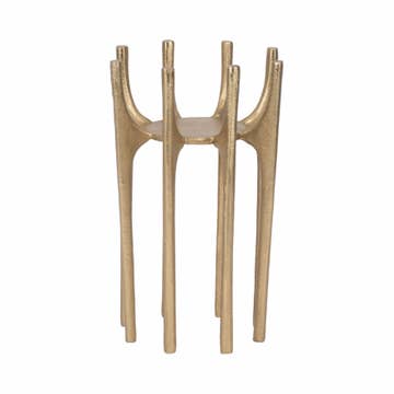 Gold 8 in. Aluminum Novelty Candle Holder with Spike Legs