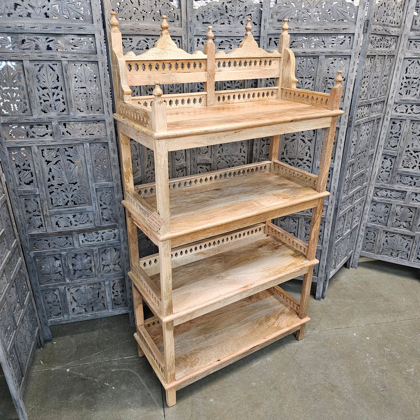 Murad Mango Wood Ornate Open Bookcase