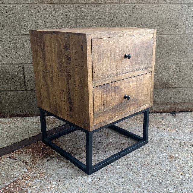 Burman Mango Wood And Iron Nightstand