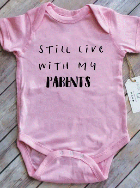 Pink Still Live With My Parents Onsie - Six Months