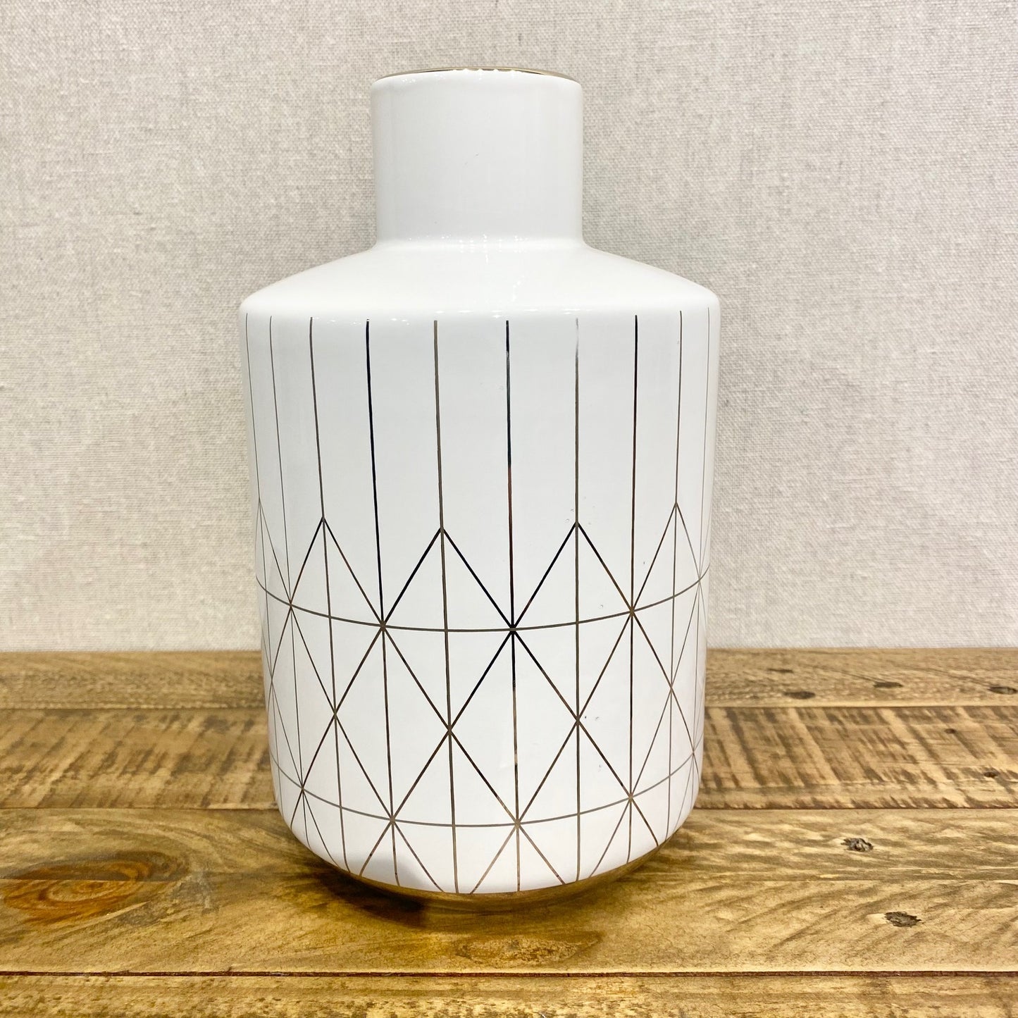 Elements Gold Diamond Line Pattern Ceramic Bottle Vase