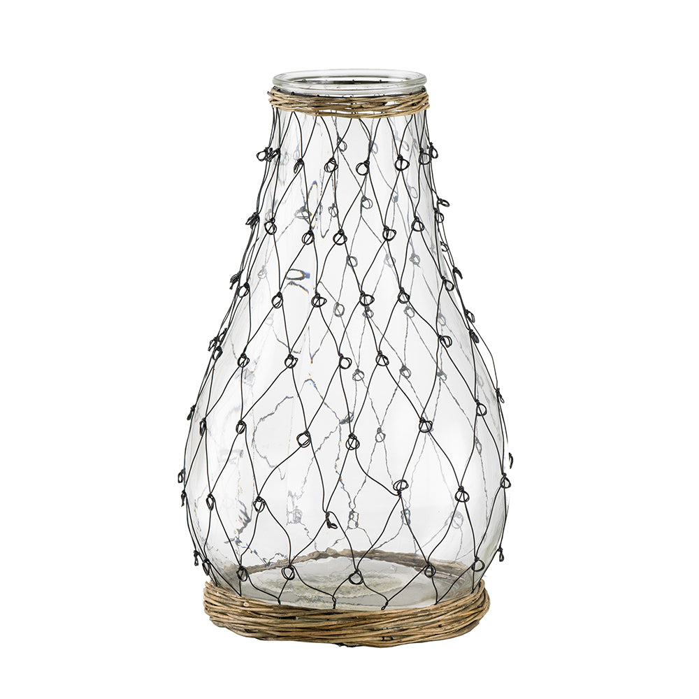 Glass And Wire Wrapped Vase - Tear Drop