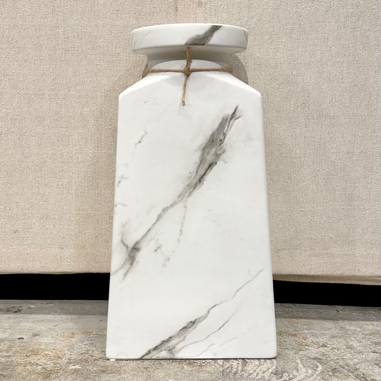 Aris Marble Ceramic Tapered Urn Vase - Large