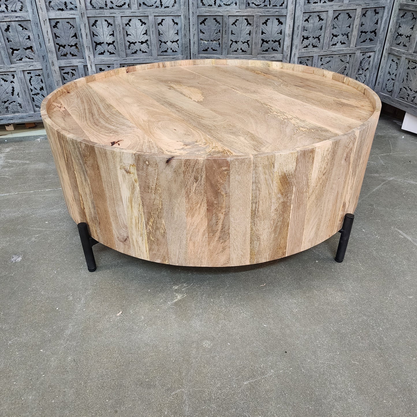 Urbana Mango Wood Drum Coffee Table With Legs