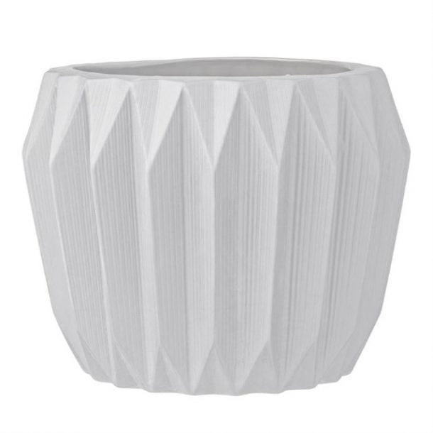 Fluted Stoneware Flower Pot - Large