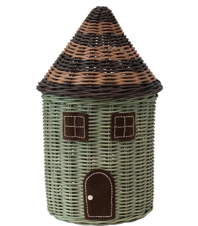 Multicolor Hand-Woven Rattan House Basket With Lid