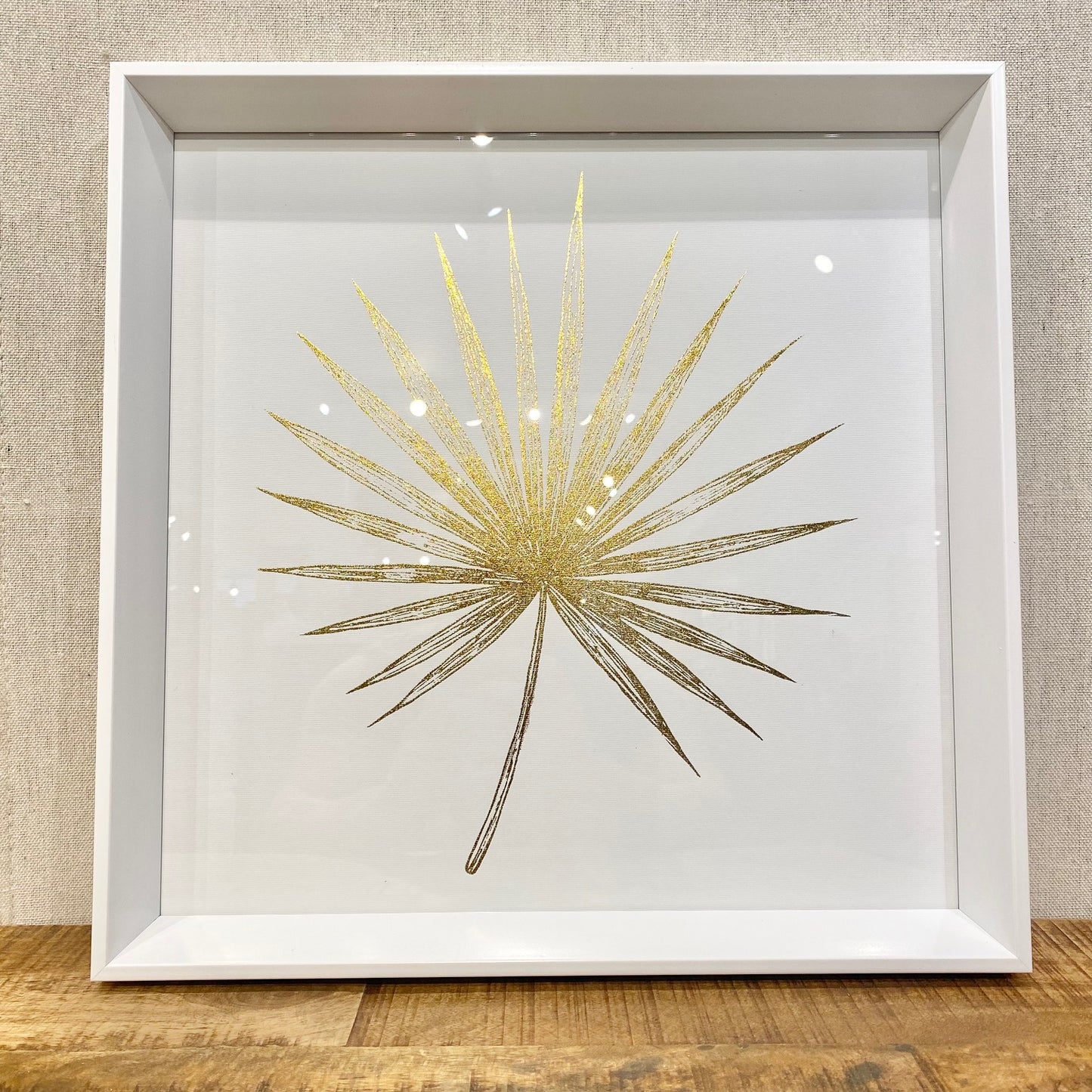 Gold Spike Palm Leaf Framed Canvas Print