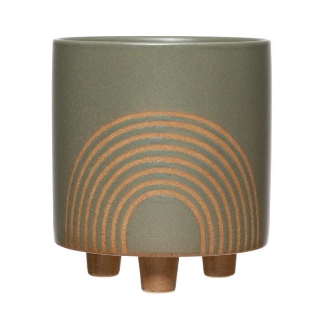 Stoneware Rainbow Planter With Feet
