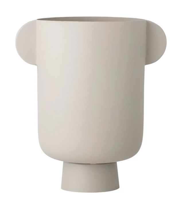 Neutral Metal Vase With Handles