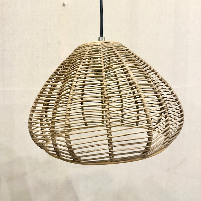 Gloriana Woven Rattan Tulip-Shade Pendant Light