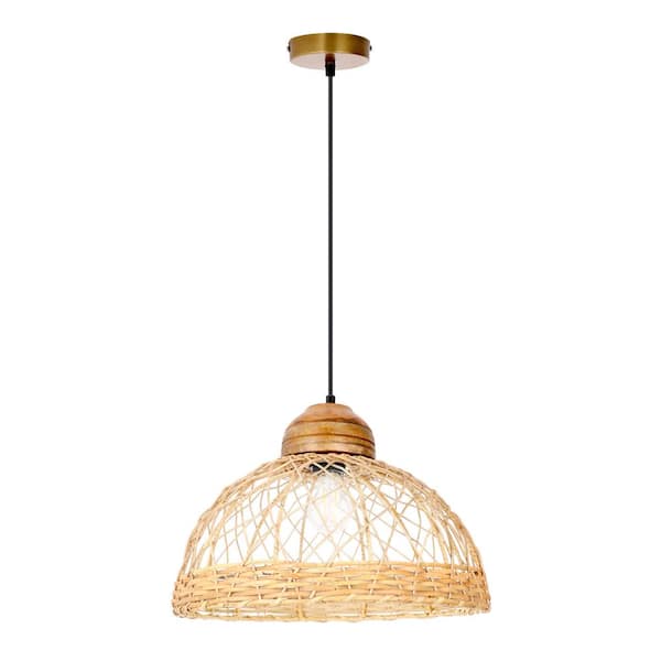 Josie Wood and Jute Dome Pendant