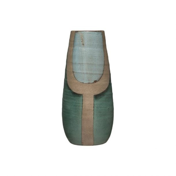 Blue And Teal Handpainted Terracotta Vase