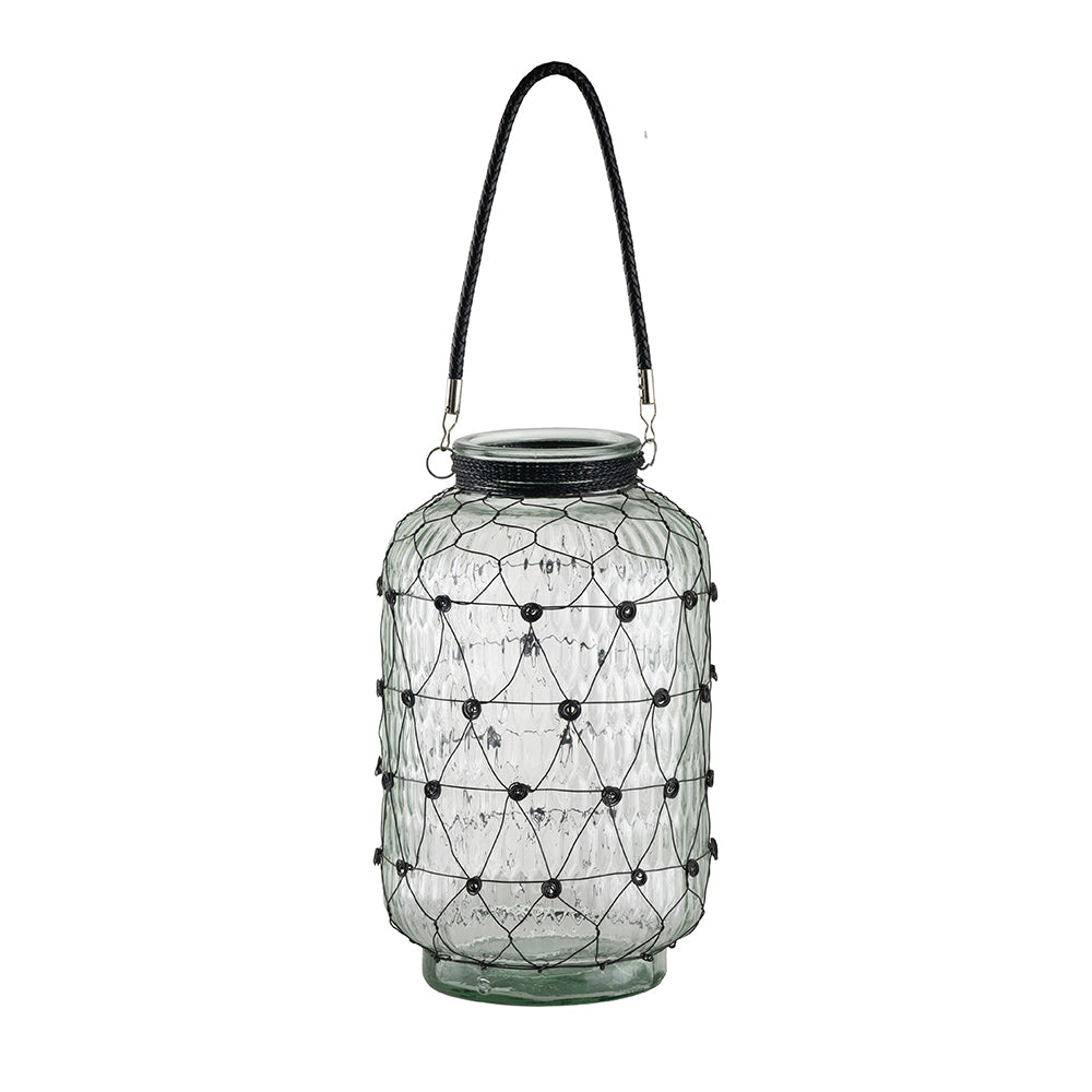 Glass And Wire Wrapped Lantern - Tall