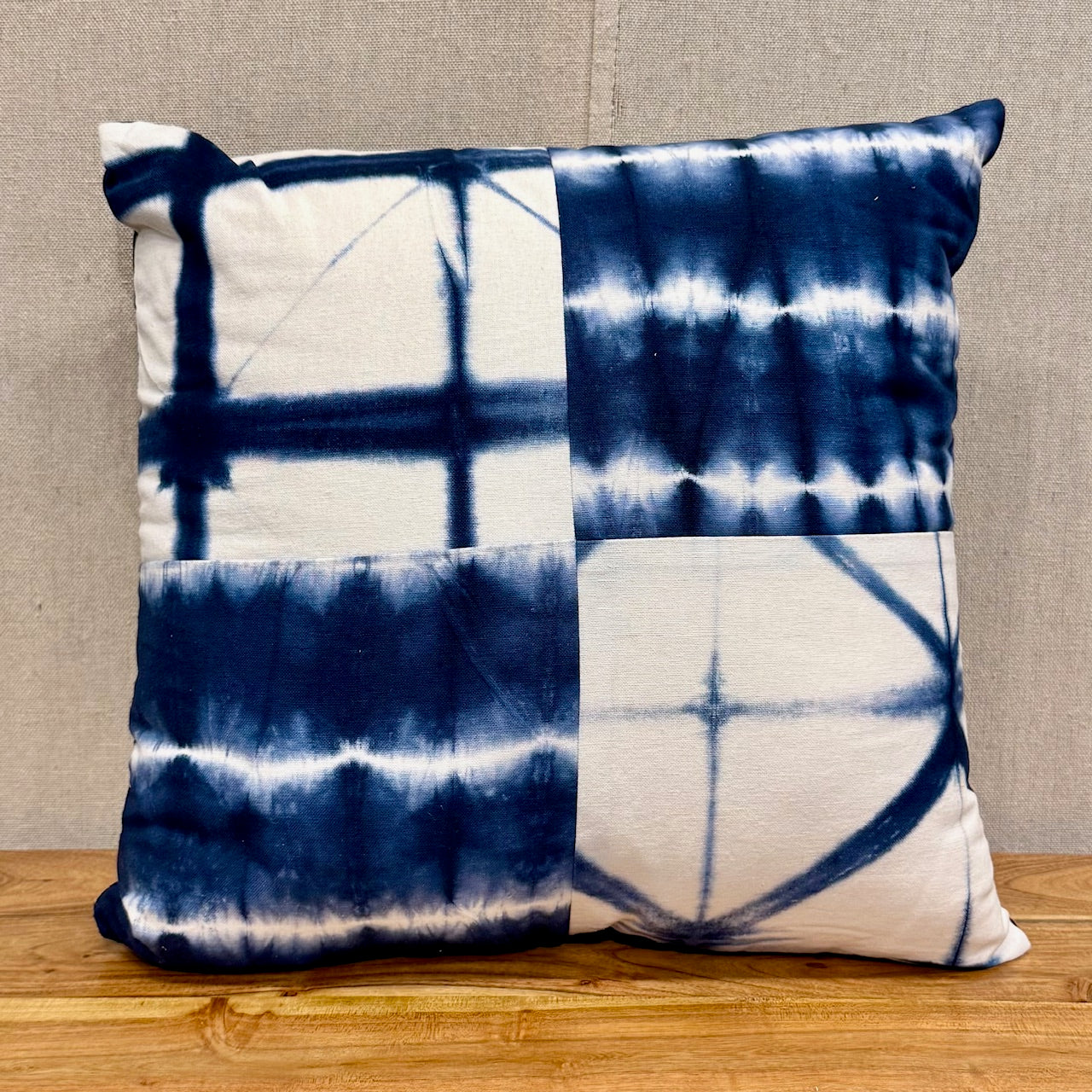 Gopika Blue Tie Dye Cotton Pillow - 18" X 18"