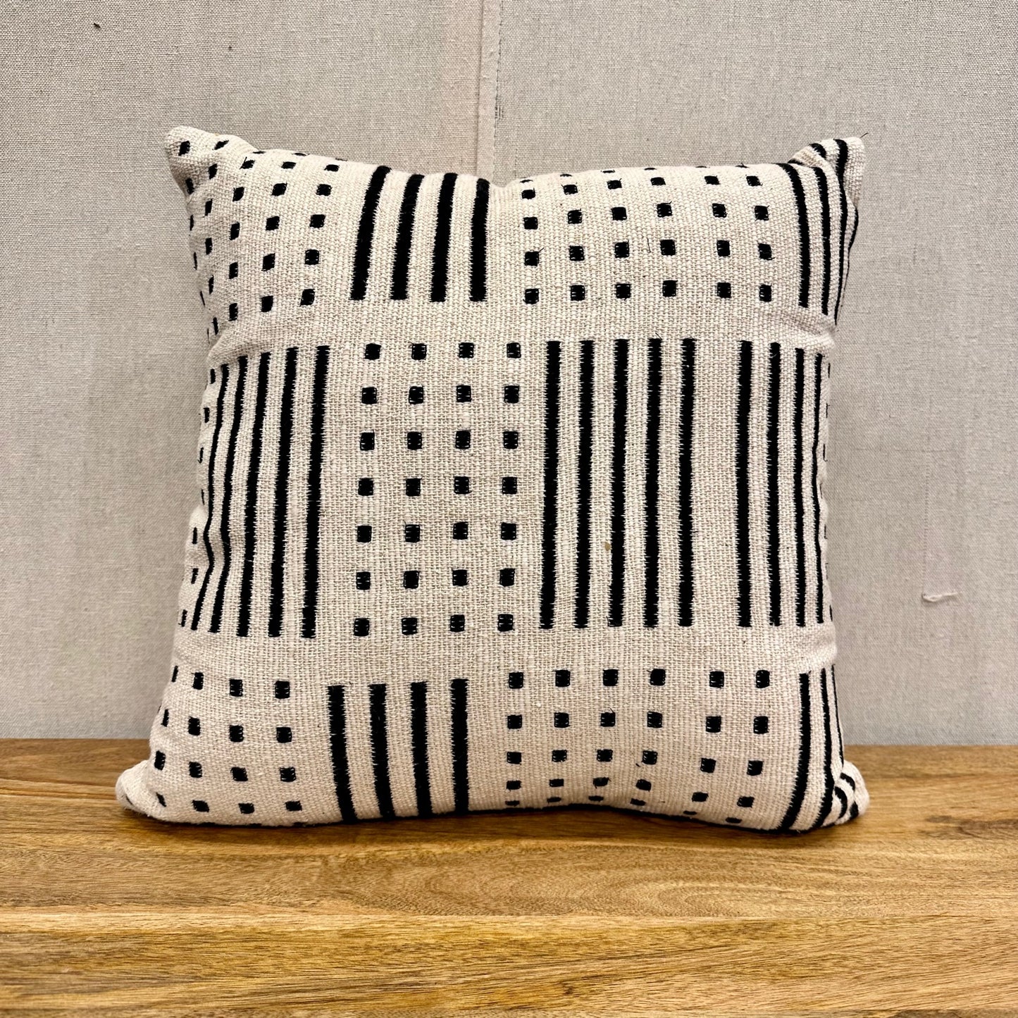 Aaditi Black And White Embroidered Pillow - 18" X 18"