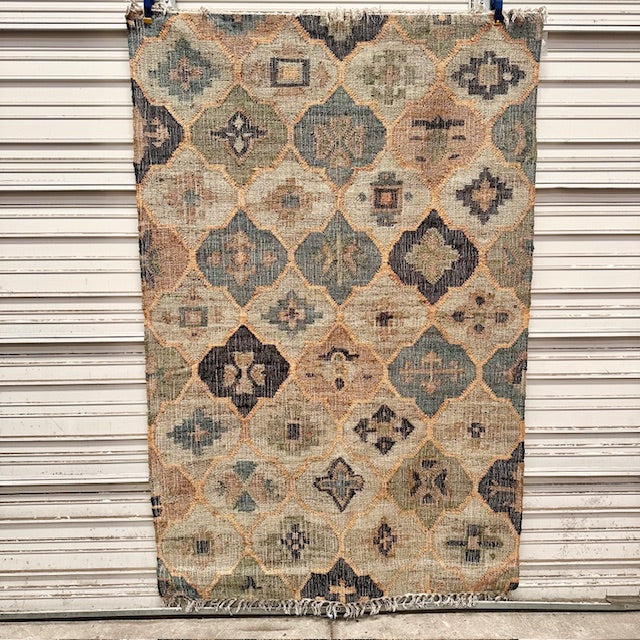 Lavanya Blue And White Jute Cotton Rug - 60" X 96"