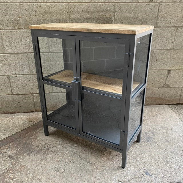 Walla Walla Mango Wood And Iron Two Door Glass Cabinet