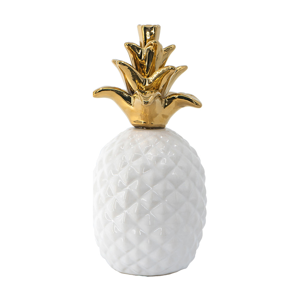 White And Gold Ceramic Pineapple