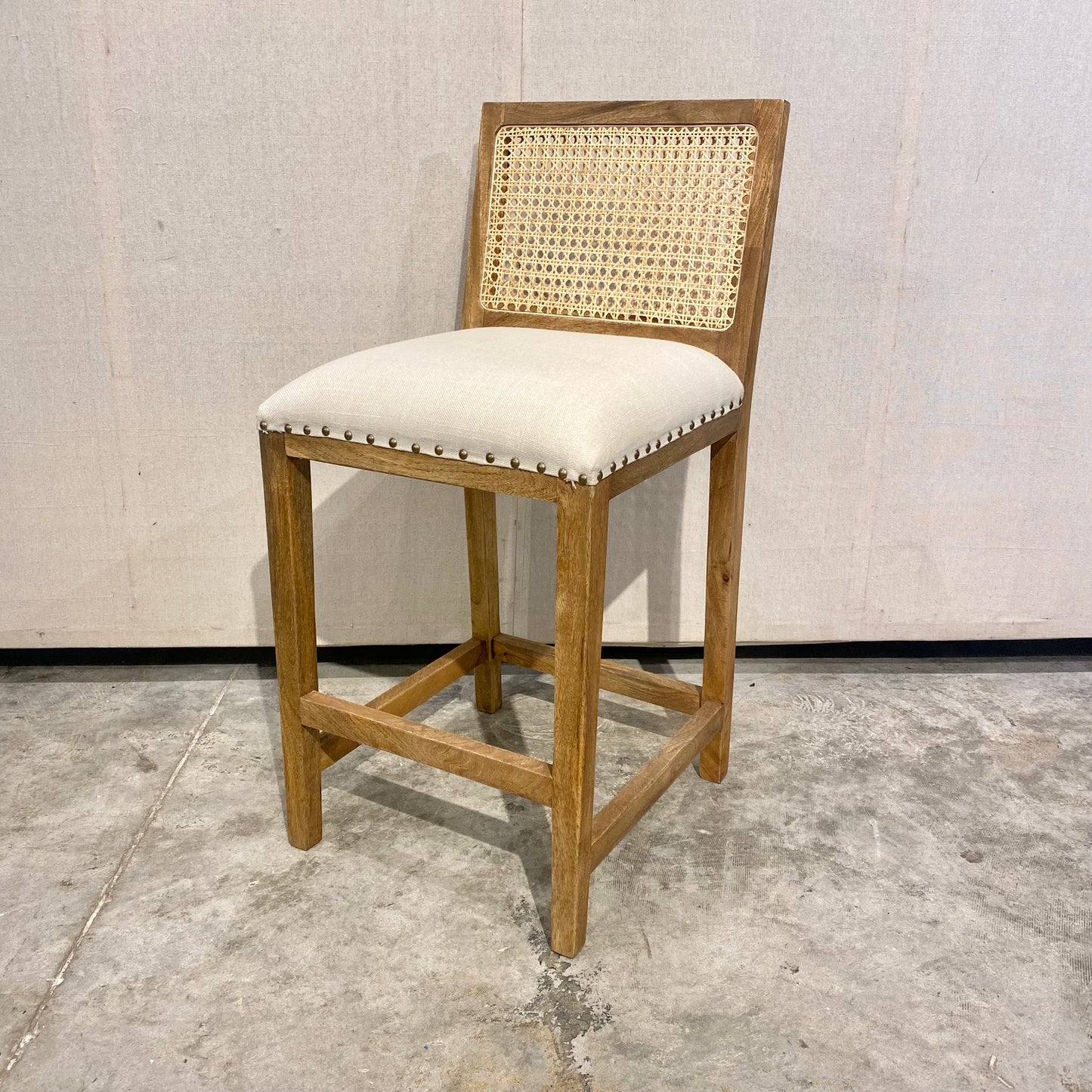 Payakumbuh Cane And Mango Wood Counter Stool