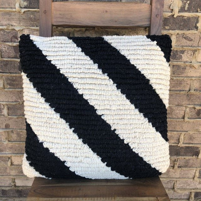 Ellery Black And White Striped Pillow 20" X 20"
