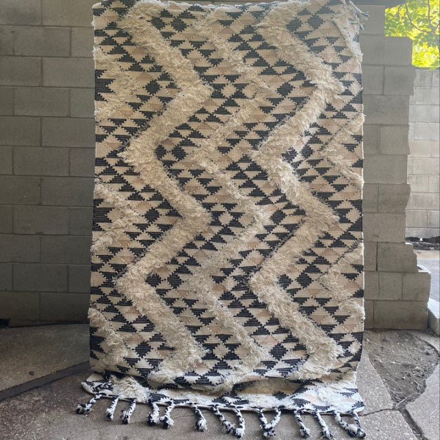 Emden Zig Zag Cotton Wool Shaggy Rug 60" X 96"