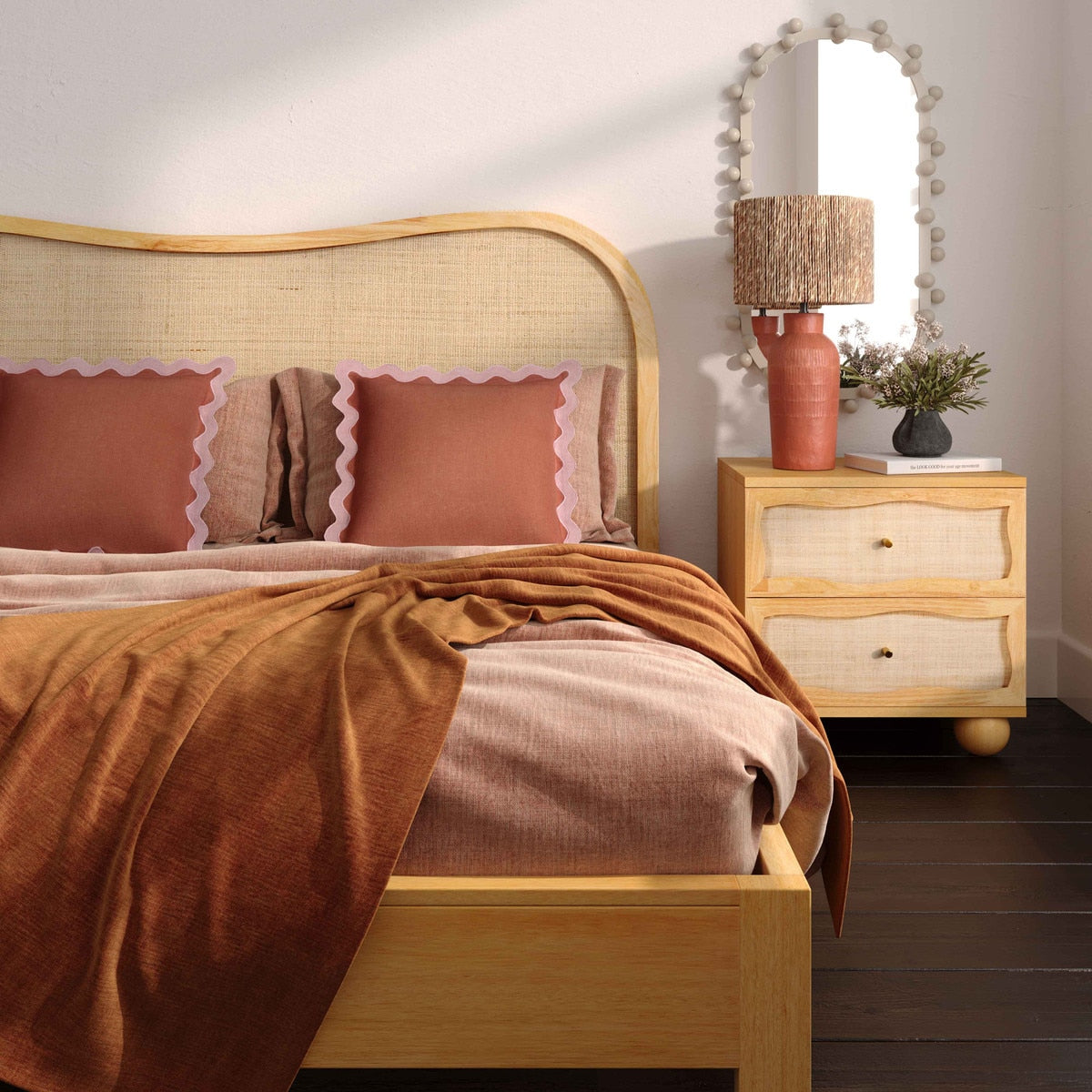 Grappa Wood & Rattan King Bed