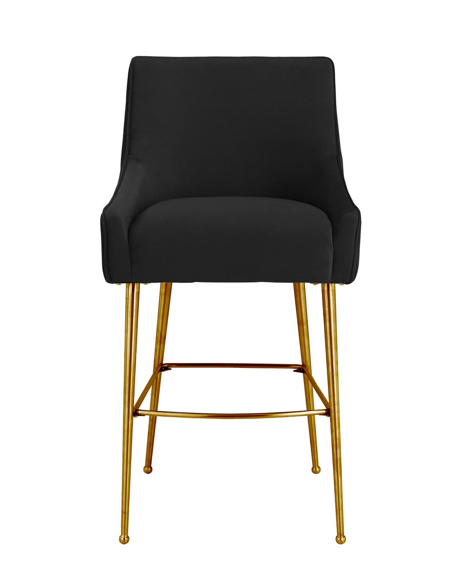 Beatrix Pleated Black Bar Stool