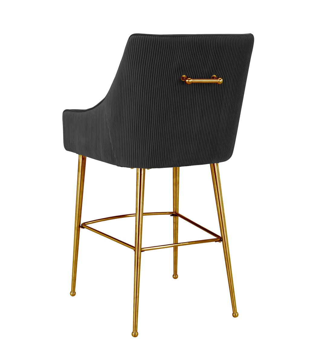 Beatrix Pleated Black Bar Stool