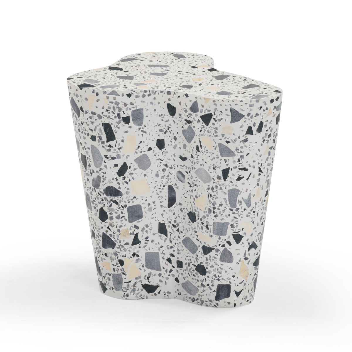 Slab Black & White Riverbed Terrazzo Side Table