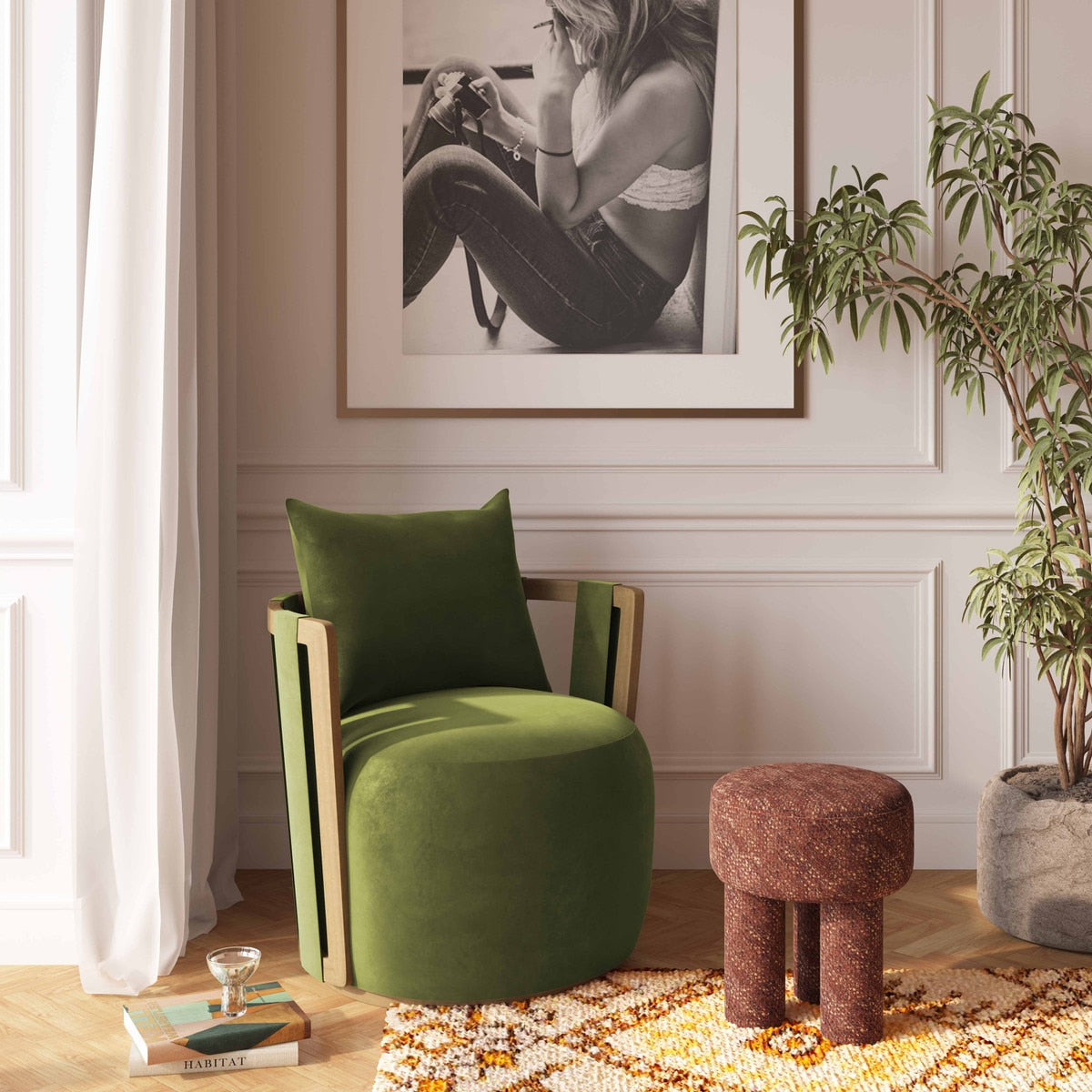 Paolo Green Upcycled Swivel Chair