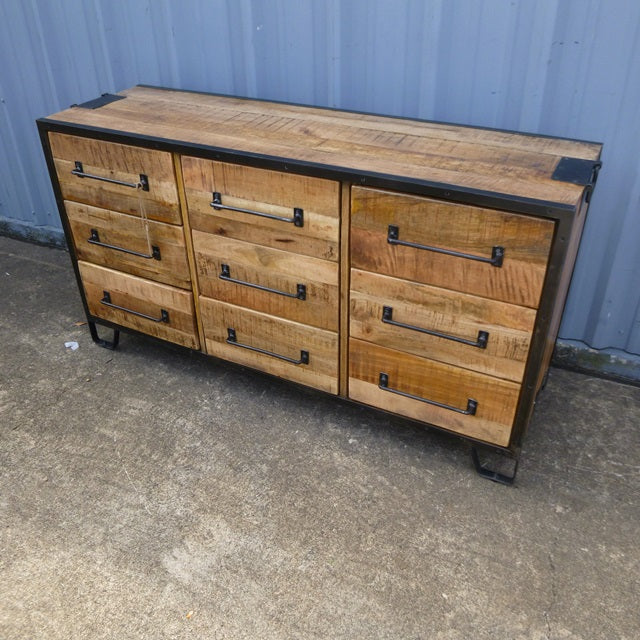 Rochester Nine Drawer Mango Wood And Iron Dresser