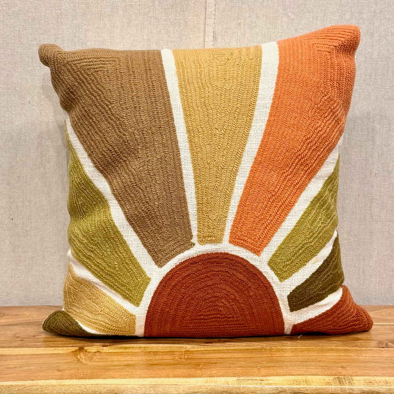 Geetu Sunrise Blush Tones Embroidered Pillow - 18" X 18"