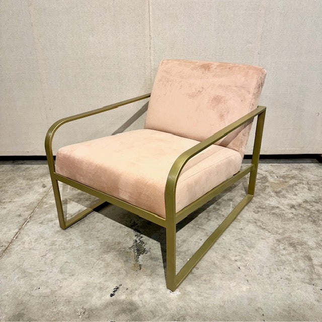 Paden Velvet Arm Chair With Gold Base