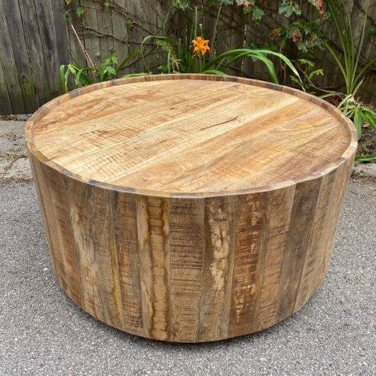 Wollochet Mango Wood Drum Coffee Table