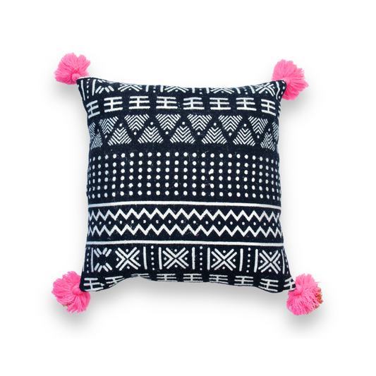 Bohemian Embroidered Pillow with Tassel Accents