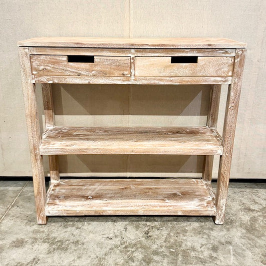 Padmini Two Drawer Acacia Wood Console With Two Shelves