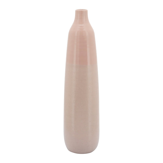 Pink 22 in. Stoneware Cylinder Bottle Modern Solid Vase