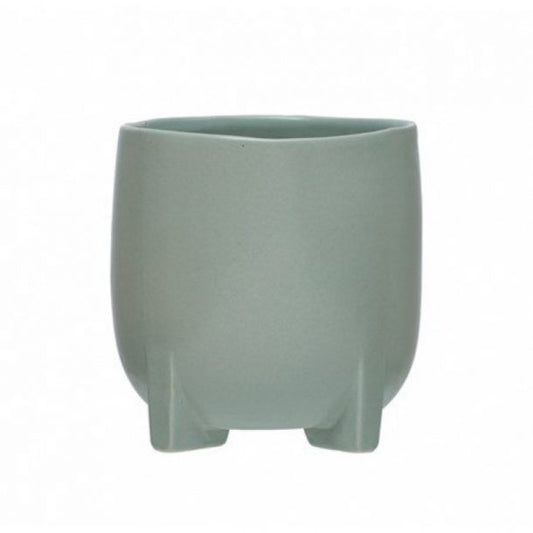 Blue Grey Stoneware Footed Planter