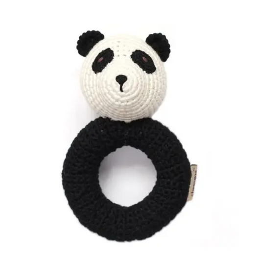 Panda Ring Crocheted Rattle