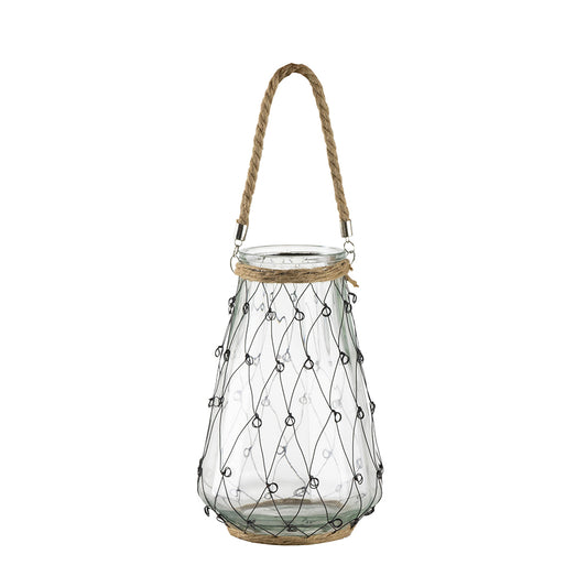 Glass And Wire Wrapped Lantern - Teardrop